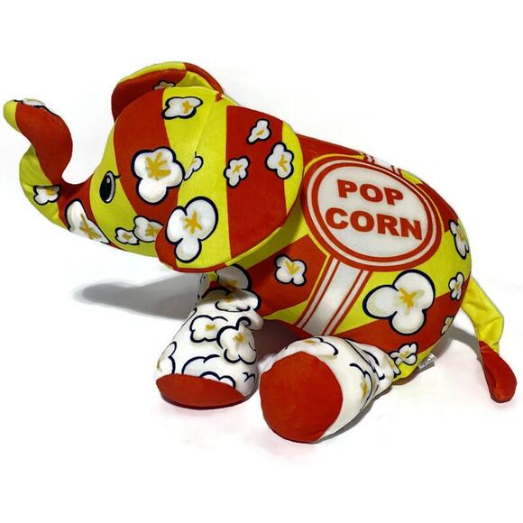 Pop Art Elephant Soft Plush Red White and Yellow 17" Long - Picture 1 of 8